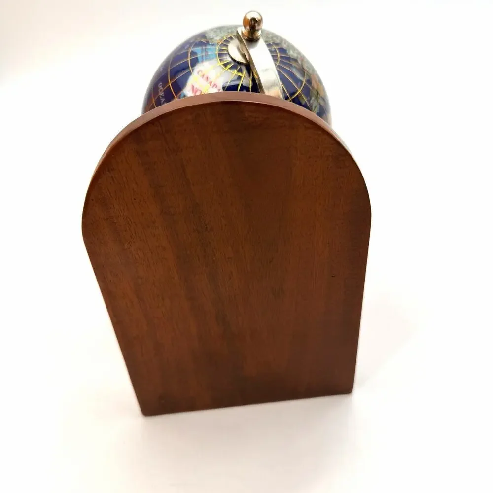 Gemstone & Wood - World Globe Bookend - 4